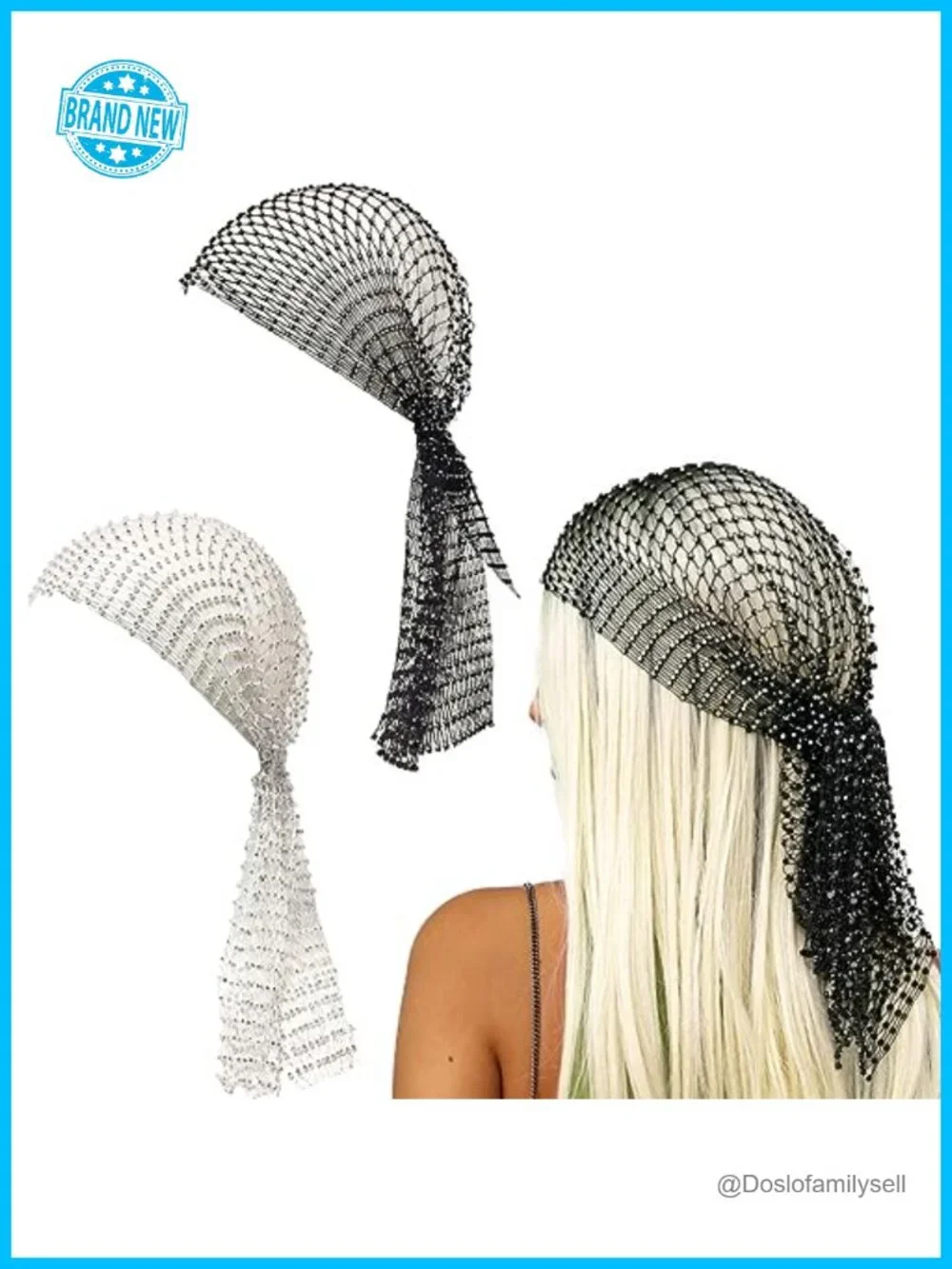 Rhinestone Mesh Headbands for Women - Stretchy Crystal Nightclub Hair Wraps